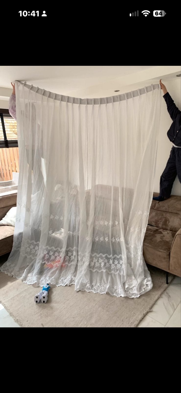 Witte vitrage met plooien - 200x266 cm, Vitrage, Wit, Ophalen of Verzenden, Polyester