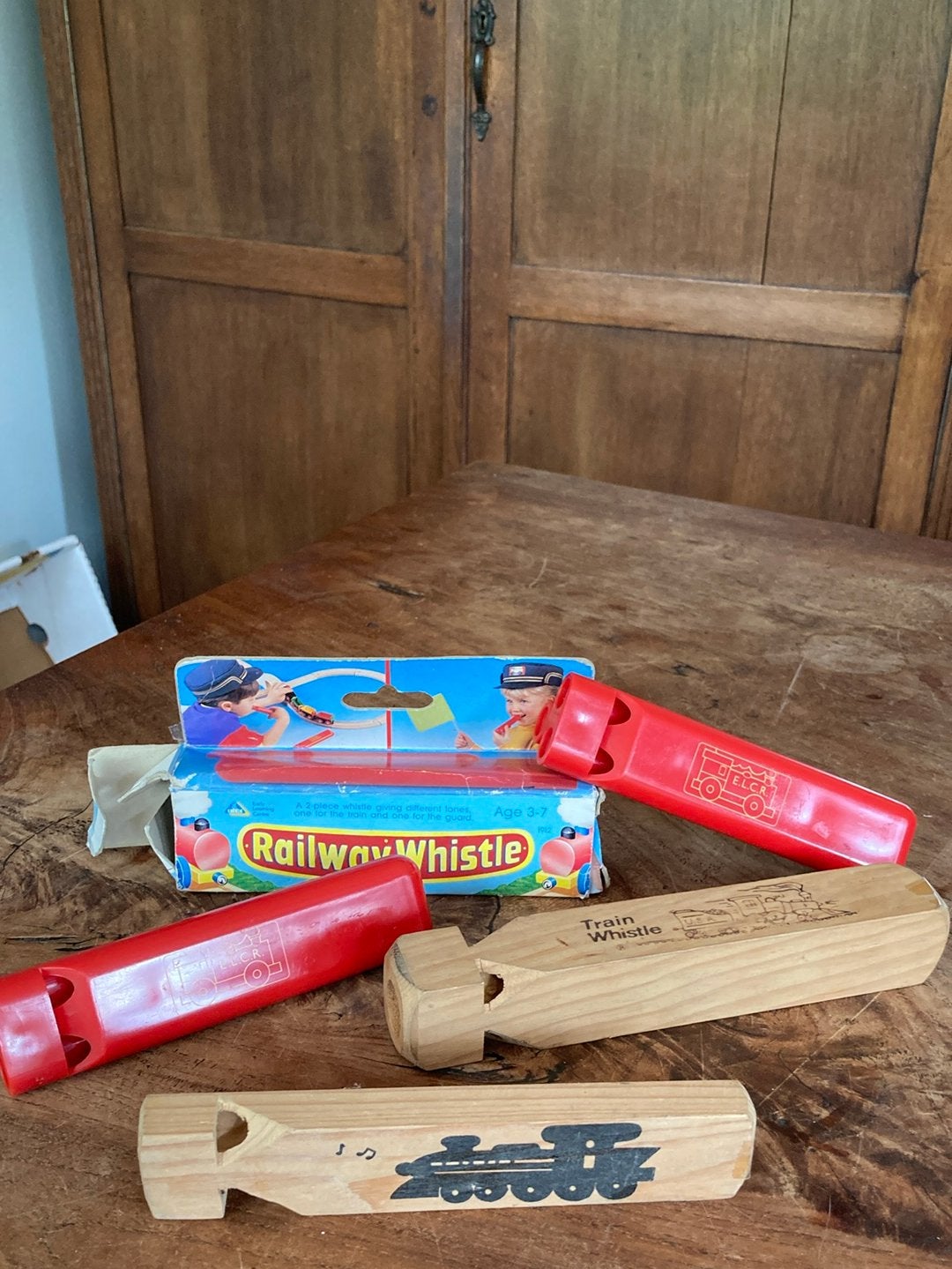 4 vintage train whistle trein fluitjes, Antiek en Kunst, Ophalen of Verzenden