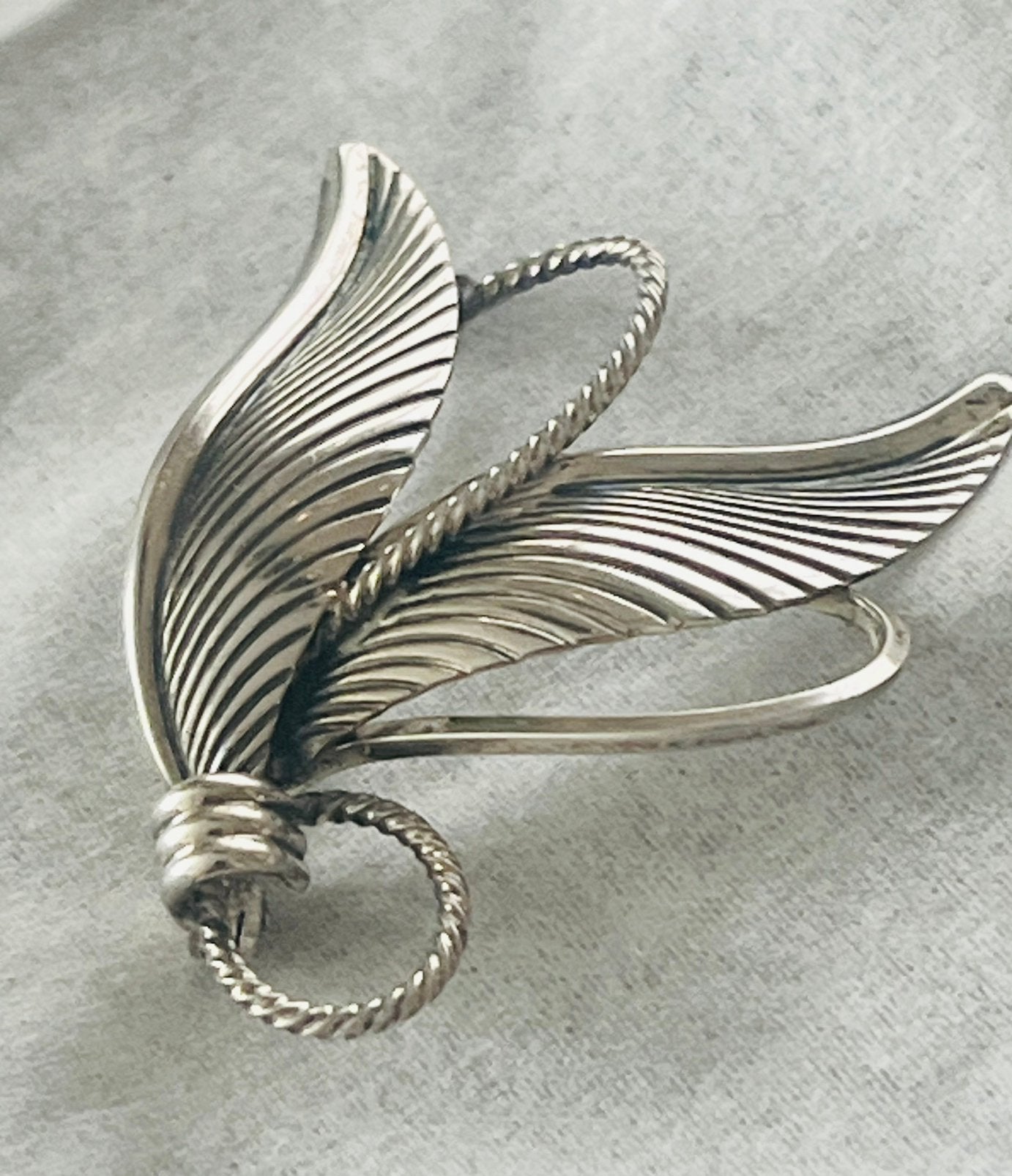 Vintage Zilveren Teka Theodor Klots Broche Gekeurd 4,5 x 3, Verzenden, Gebruikt, 4 tot 7 cm, Zilver