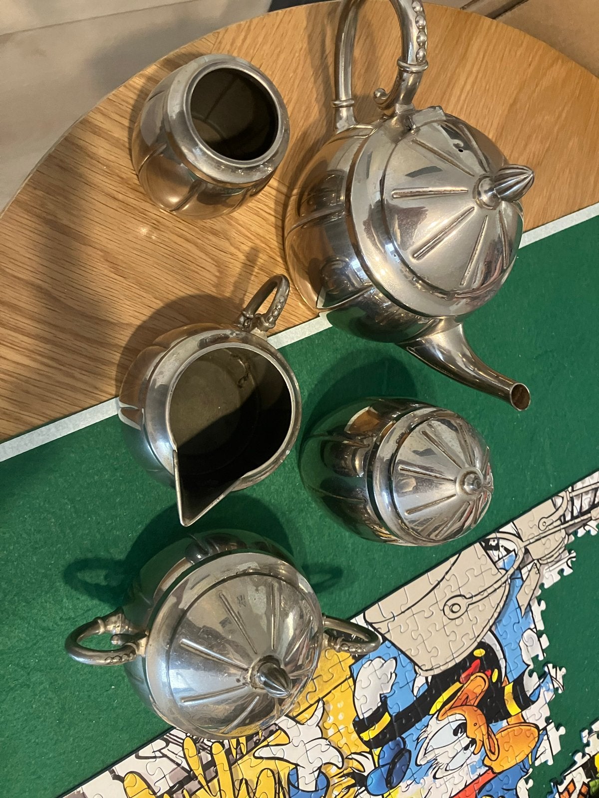 Vintage daalderop Holland Verzilverd Theeservies - 5 Delig, Antiek en Kunst, Ophalen of Verzenden, Zilver