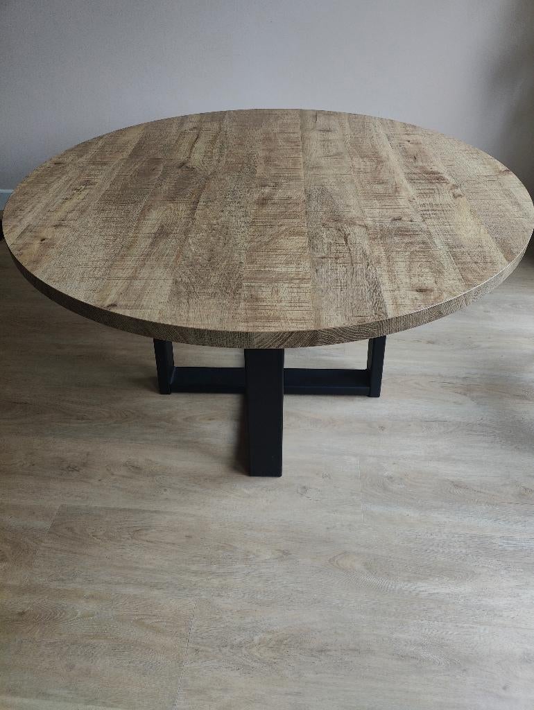 Industriële ronde tafel 130 r. Mango HPL metalen onderstel, Huis en Inrichting, Tafels | Eettafels, Ophalen, Overige materialen