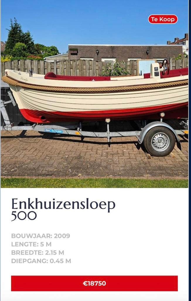 Enkhuizensloep 500, Watersport en Boten, Binnenboordmotor, Ophalen of Verzenden, Zo goed als nieuw, Antifouling