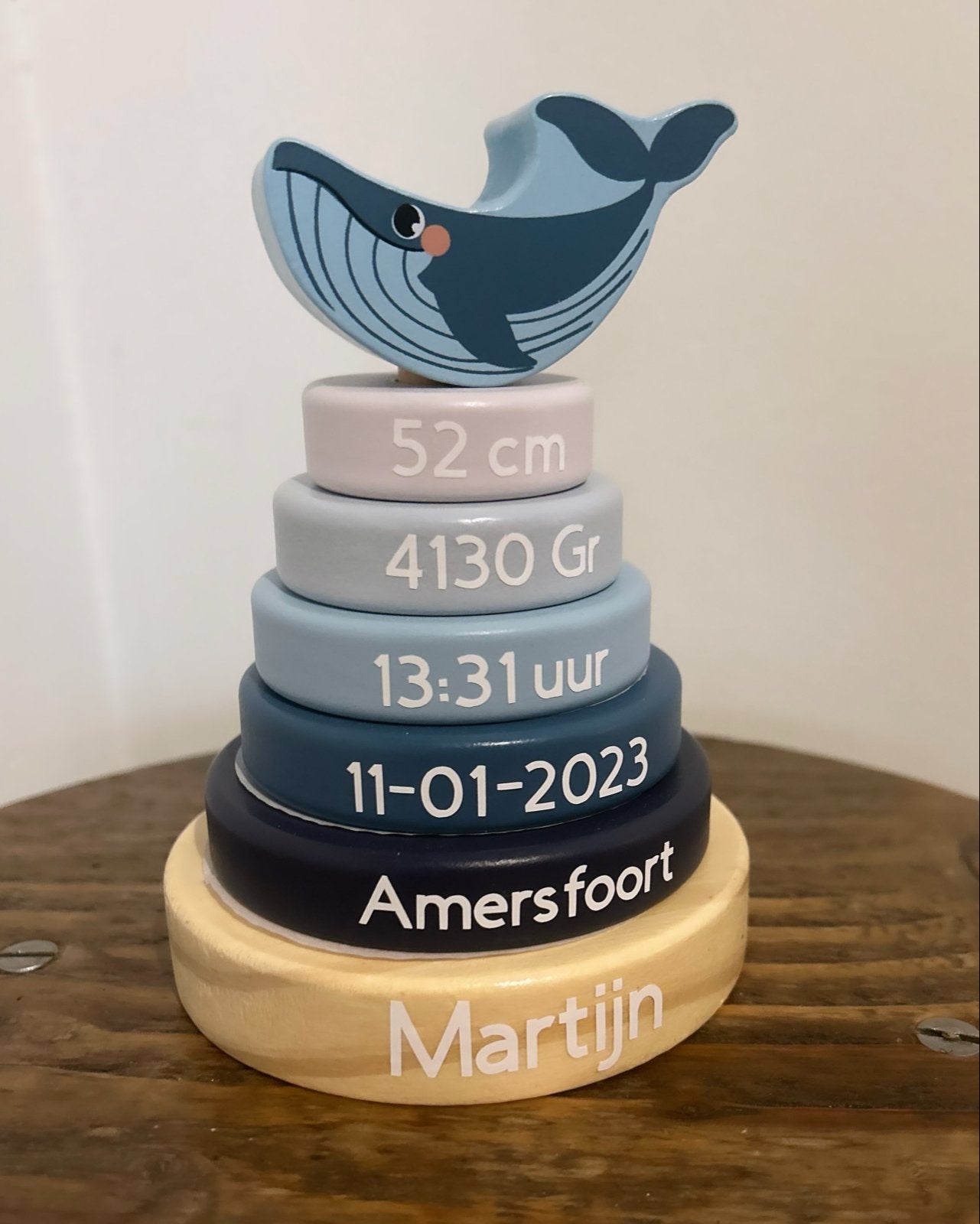Gepersonaliseerde Geboortetoren Walvis - Kraamcadeau, Ophalen of Verzenden, Nieuw, Kraamcadeau