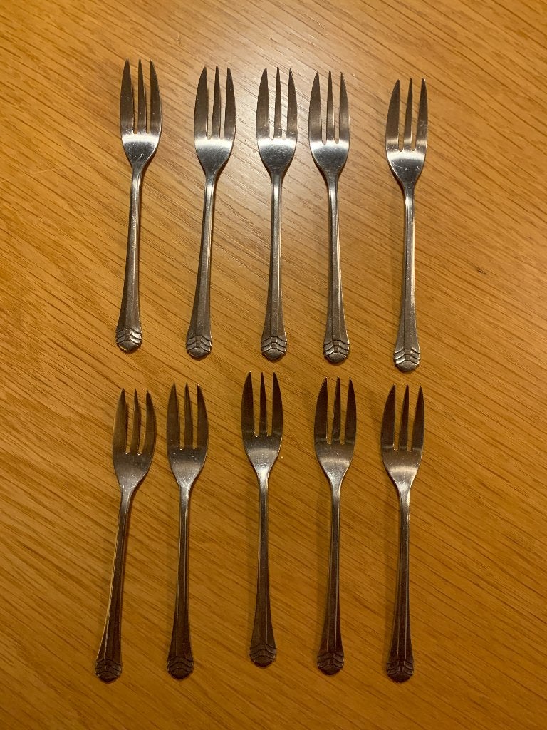 Set van10 Gero Zilmeta gebaksvorkjes vorkjes, Gebruikt, Gero, Gebaksvork, Los bestek