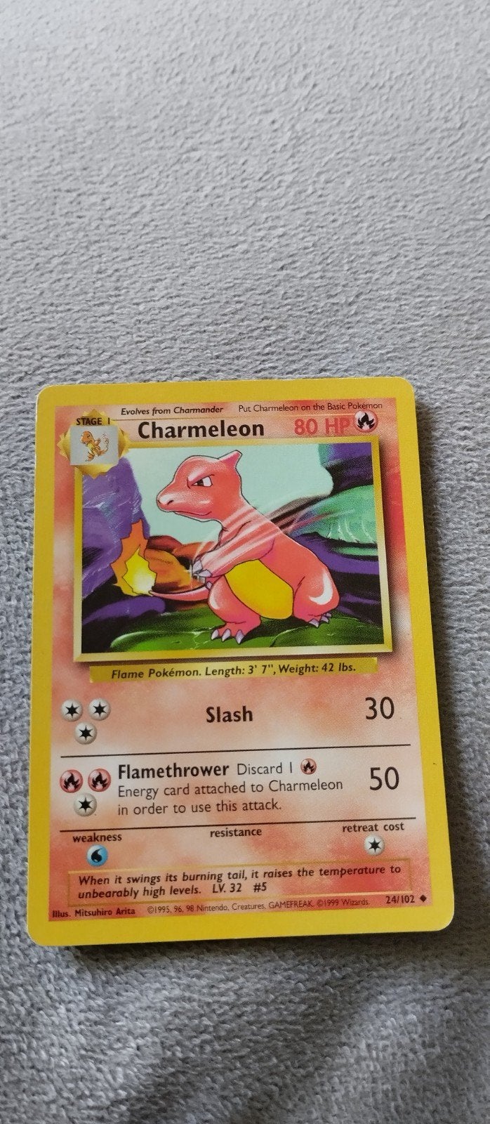 Pokemon kaart Charmeleon 1995, Ophalen of Verzenden, Gebruikt, Losse kaart