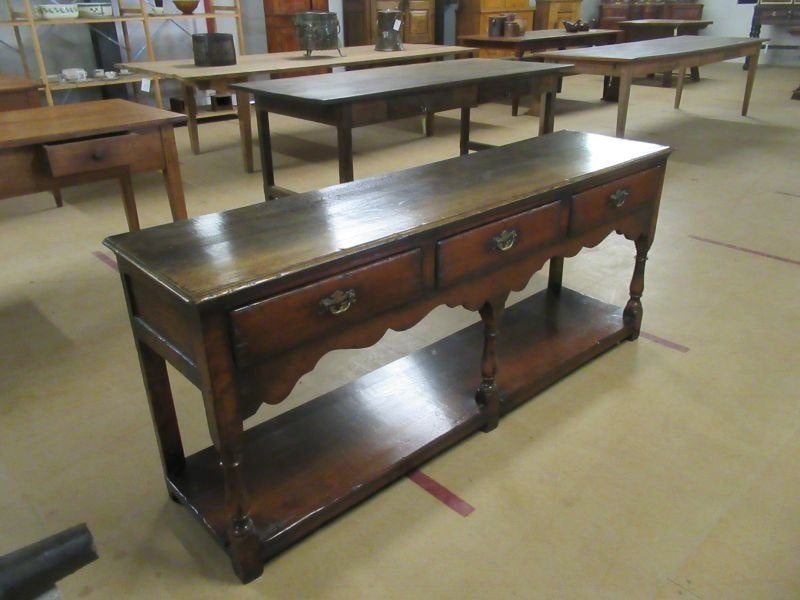 Oer 11733 vintage eiken Engelse wandtafel met laden, Antiek en Kunst, Antiek | Meubels | Tafels, Ophalen