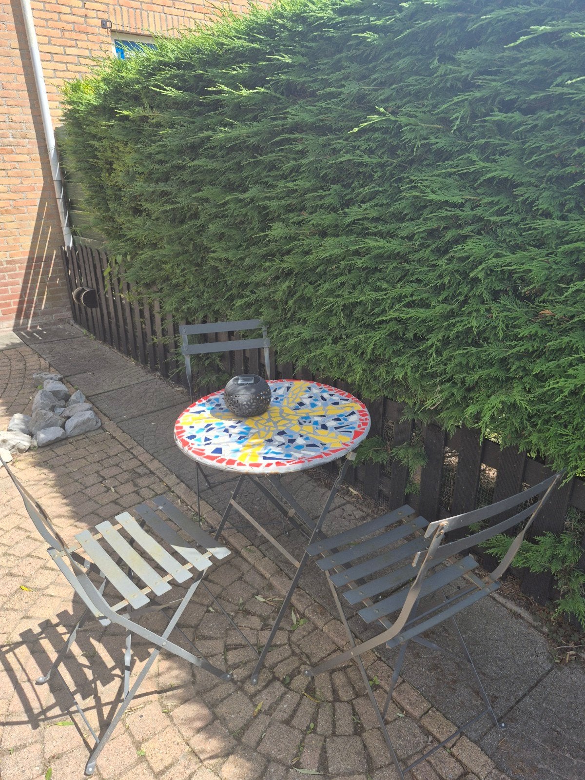 Bistro set, Tuin en Terras, Tuinsets en Loungesets, Ophalen, Gebruikt, Overige materialen, 2 zitplaatsen