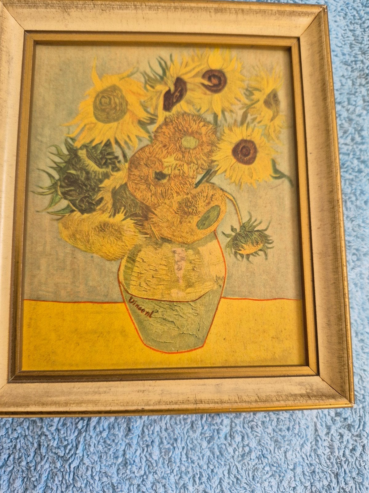 Zonnebloemen van Van Gogh - Kleine ingelijste reproductie, Ophalen of Verzenden, Bloemen