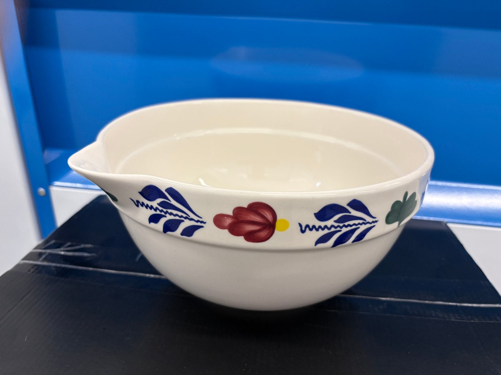 Authentieke boerenbont beslagkom, Glas of Glazen, Keramiek, Landelijk/Boerenbont, Div