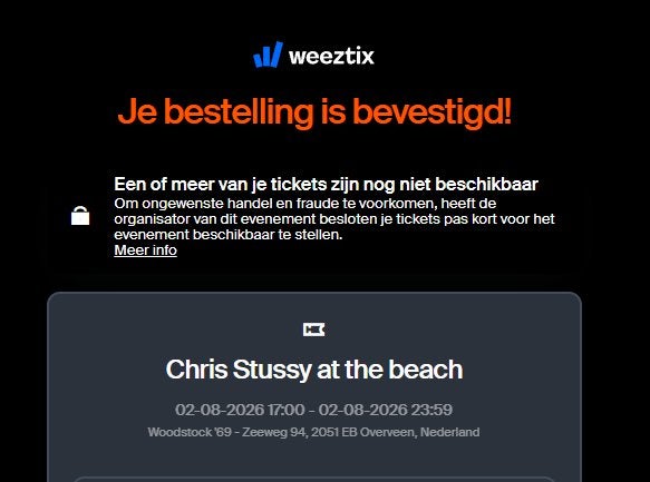 4 tickets Chris Stussy at the beach @ Bloemendaal, Tickets en Kaartjes, Evenementen en Festivals, Twee personen