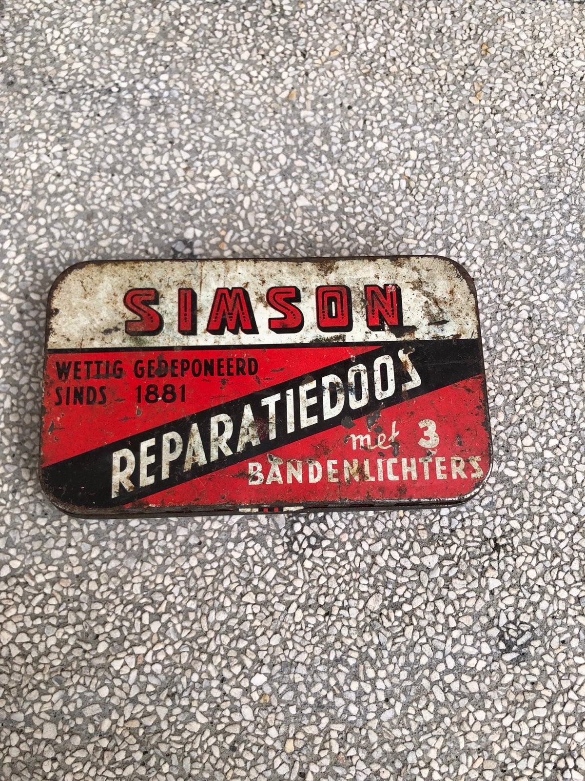 Vintage Simson Reparatie Doos met Bandenlichters, Gebruikt, Overige typen, Staal, Ophalen of Verzenden