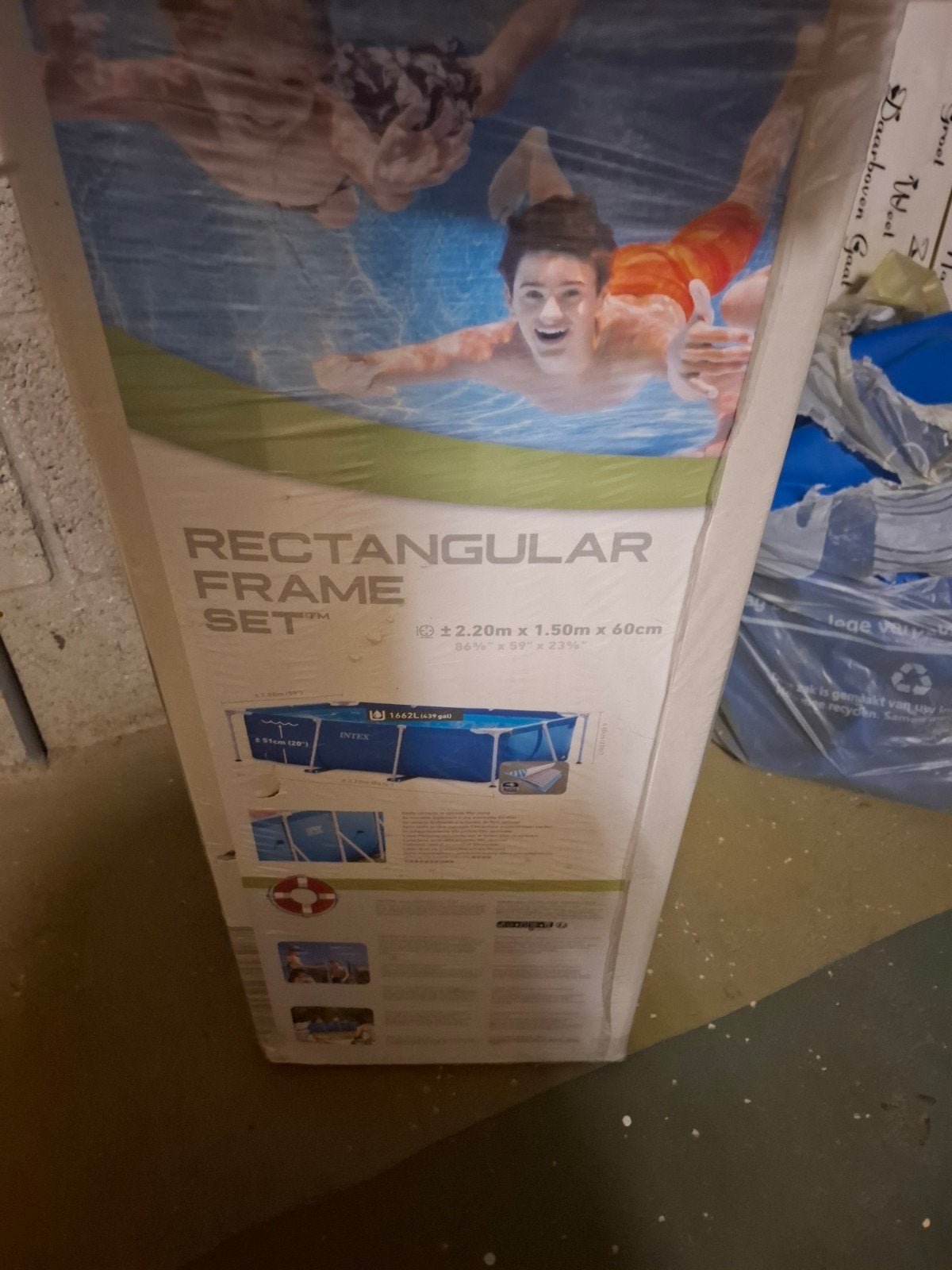 Intex Rectangular Frame Zwembad - 2.20m x 1.50m x 60cm, Tuin en Terras, Ophalen, Zo goed als nieuw, Opzetzwembad, 200 tot 400 cm