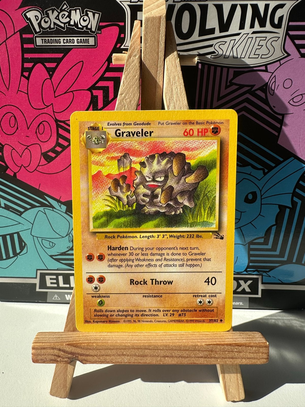 Graveler 37/62 Fossil Pokémon kaart - Excellent staat, Ophalen of Verzenden, Zo goed als nieuw, Losse kaart
