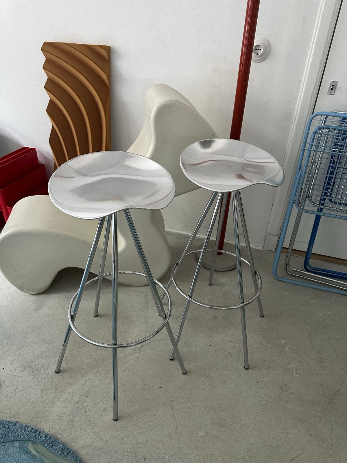 Vintage Barkrukken Pépé Cortez Jamaica Stool - Per Stuk, Huis en Inrichting, Ophalen, Gebruikt, Met voetsteun, 60 tot 90 cm