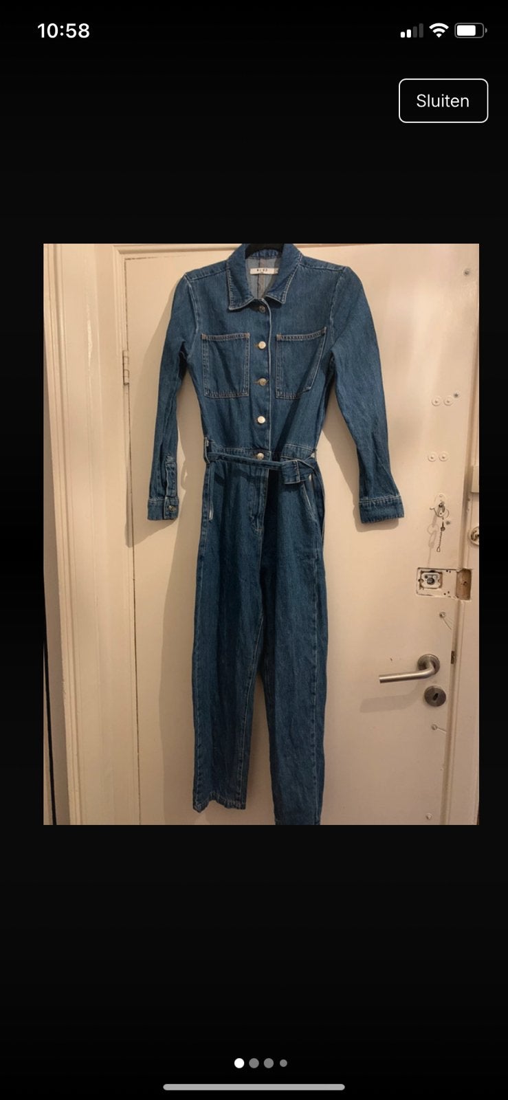 NA-KD spijker jumpsuit maat 36, Kleding | Dames, Jumpsuits, Ophalen of Verzenden, Gedragen, Maat 36 (S), Blauw