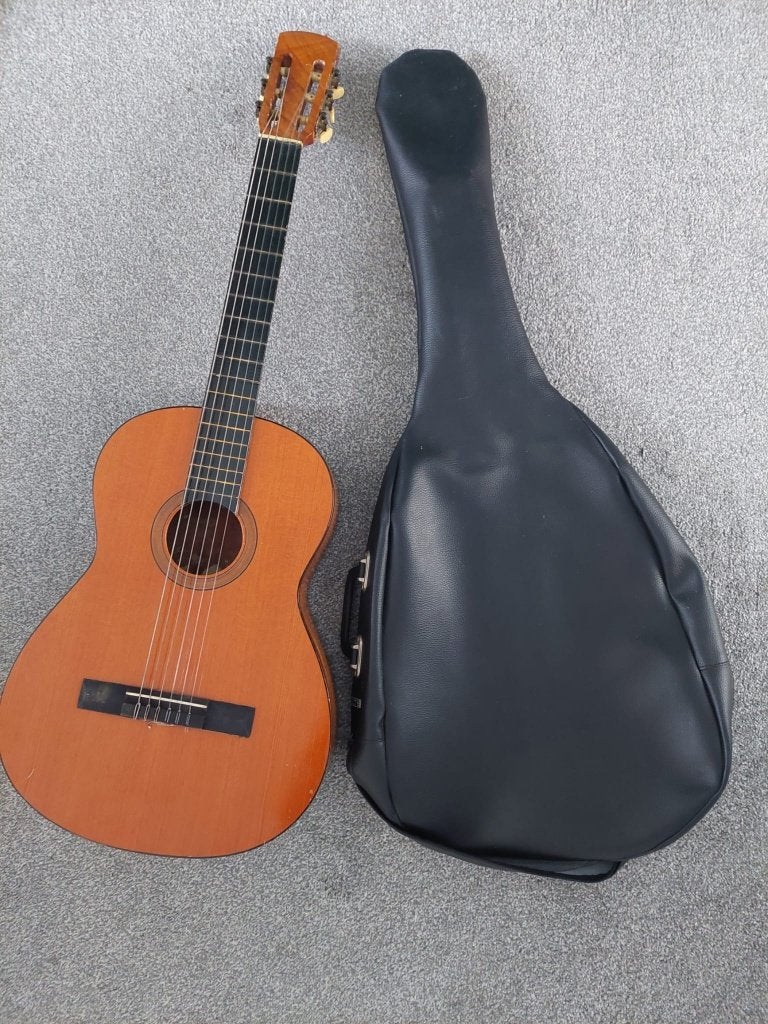 Gitaar met hoes, Ophalen of Verzenden, Gebruikt, Klassieke of Spaanse gitaar