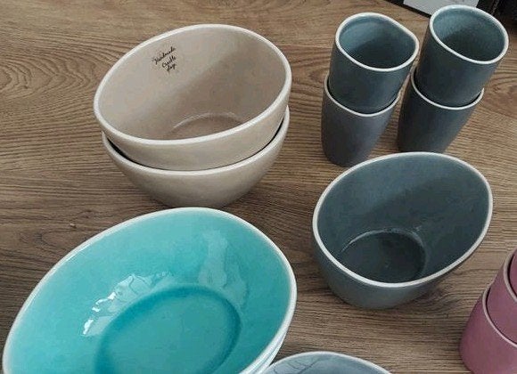 Jewel crackle glaze servies, Huis en Inrichting, Keuken | Servies, Ophalen of Verzenden, Zo goed als nieuw, Aardewerk, Overige stijlen