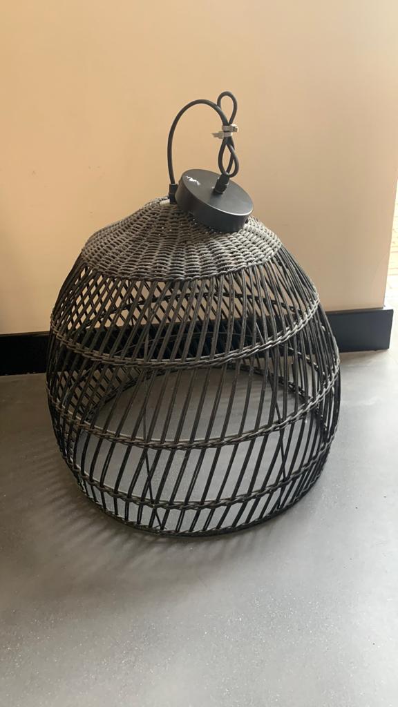 Zwarte rieten lampenkap hk living lookalike, Ophalen, Zo goed als nieuw, Rond, 25 tot 50 cm