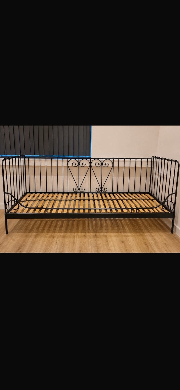1-persoons ikea meldal bed, Ophalen, 90 cm, Eenpersoons, Zwart