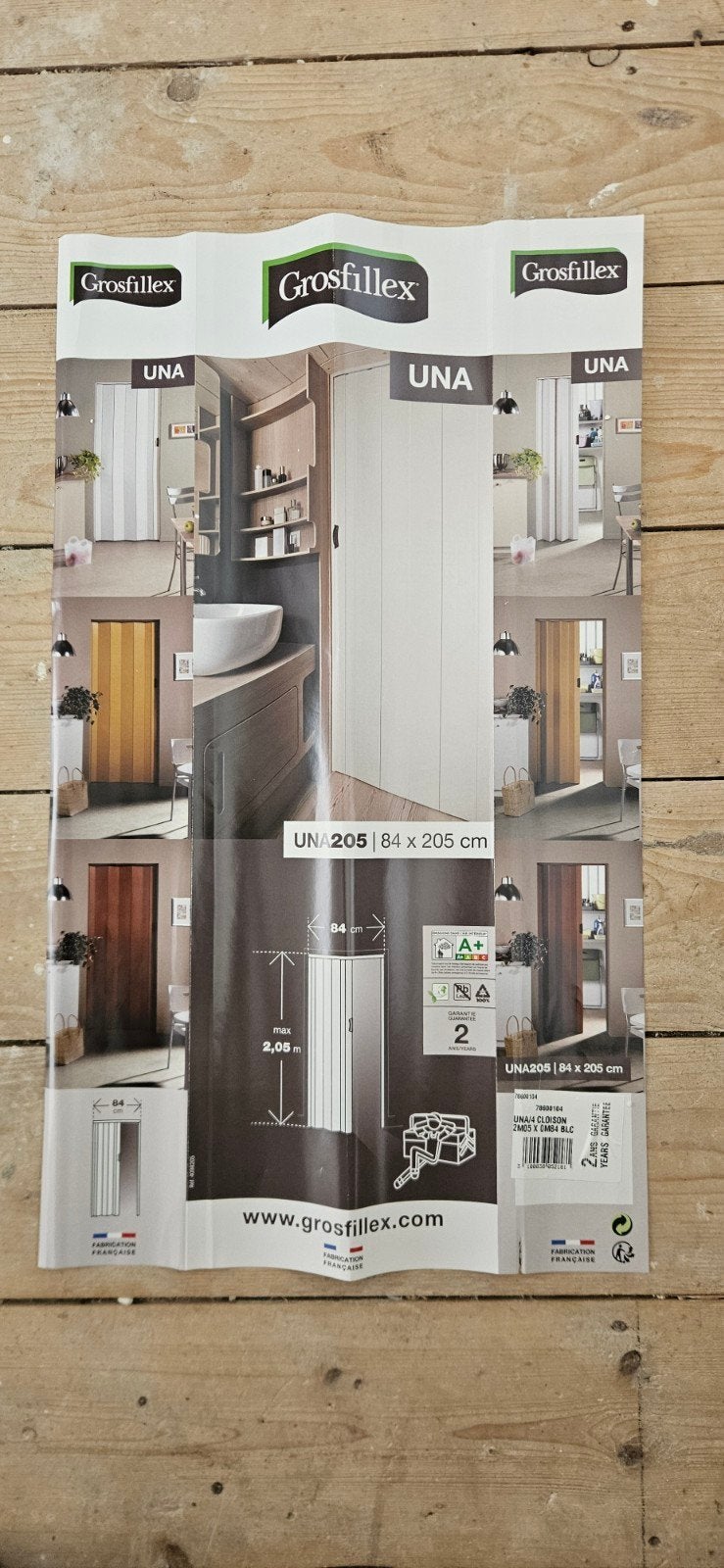 Nieuwe Grosfillex UNA205 vouwdeur wit (84x205 cm), Doe-het-zelf en Verbouw, Ophalen