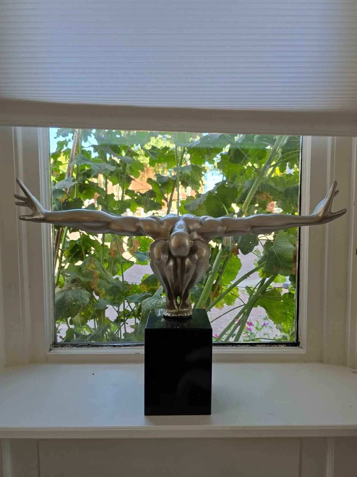 Modern design sculptuur van polyhars in metallic bruin, Zilver, Kunststof, Beeld, Abstract