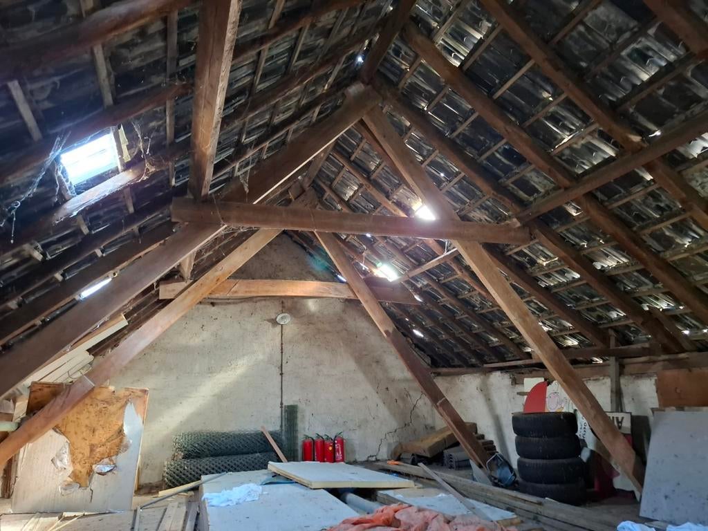 Oude houten spanten - 100 jaar oud, Doe-het-zelf en Verbouw, Hout en Planken, Gebruikt, Ophalen of Verzenden, Balk, Overige houtsoorten