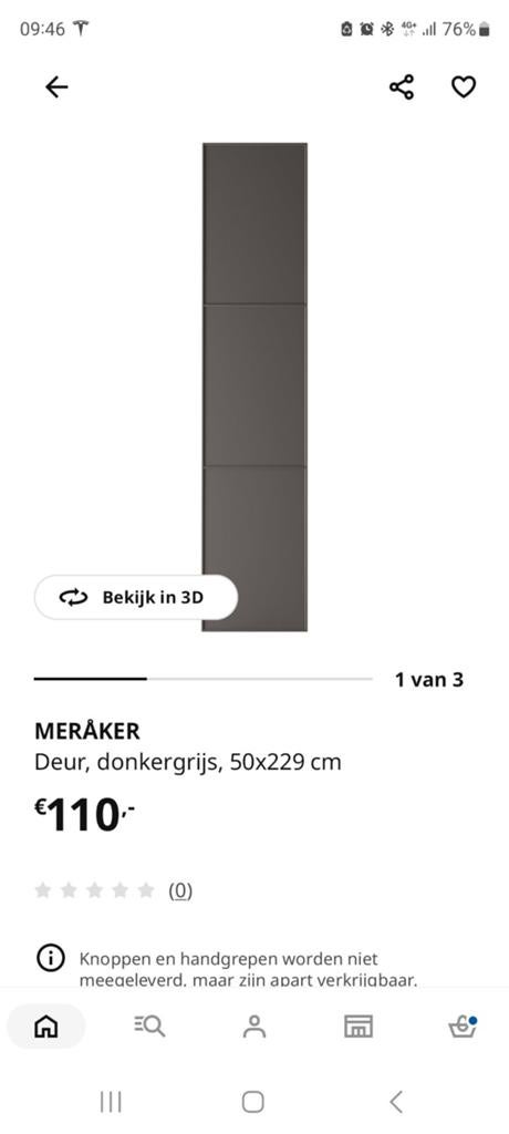Ikea Pax Meraker deuren 4 stuks voor 236 hoge kast, Ophalen, Minder dan 25 cm, 50 tot 100 cm, 200 cm of meer