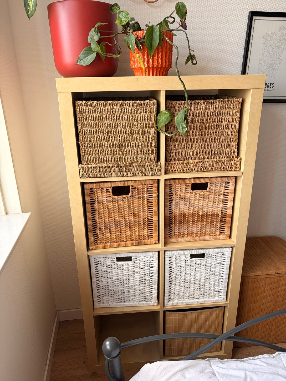 IKEA Kallax Kast met Opbergmanden, Ophalen, Met plank(en), Gebruikt, 100 tot 150 cm