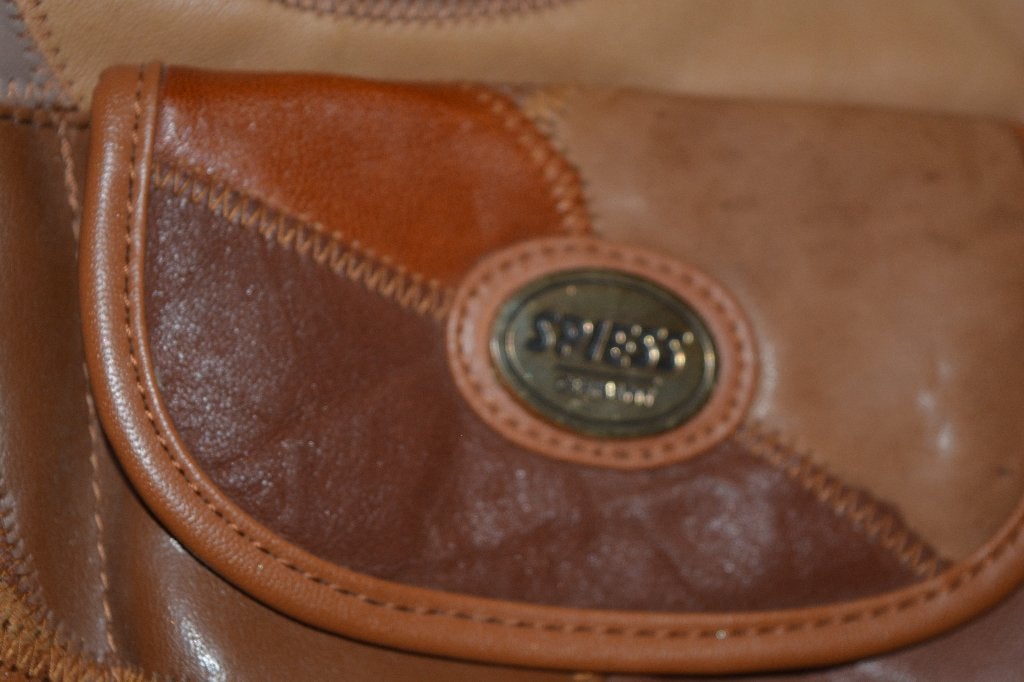 Spiess, bruin patchwork leren tas, Ophalen of Verzenden, Zo goed als nieuw, Bruin, Handtas