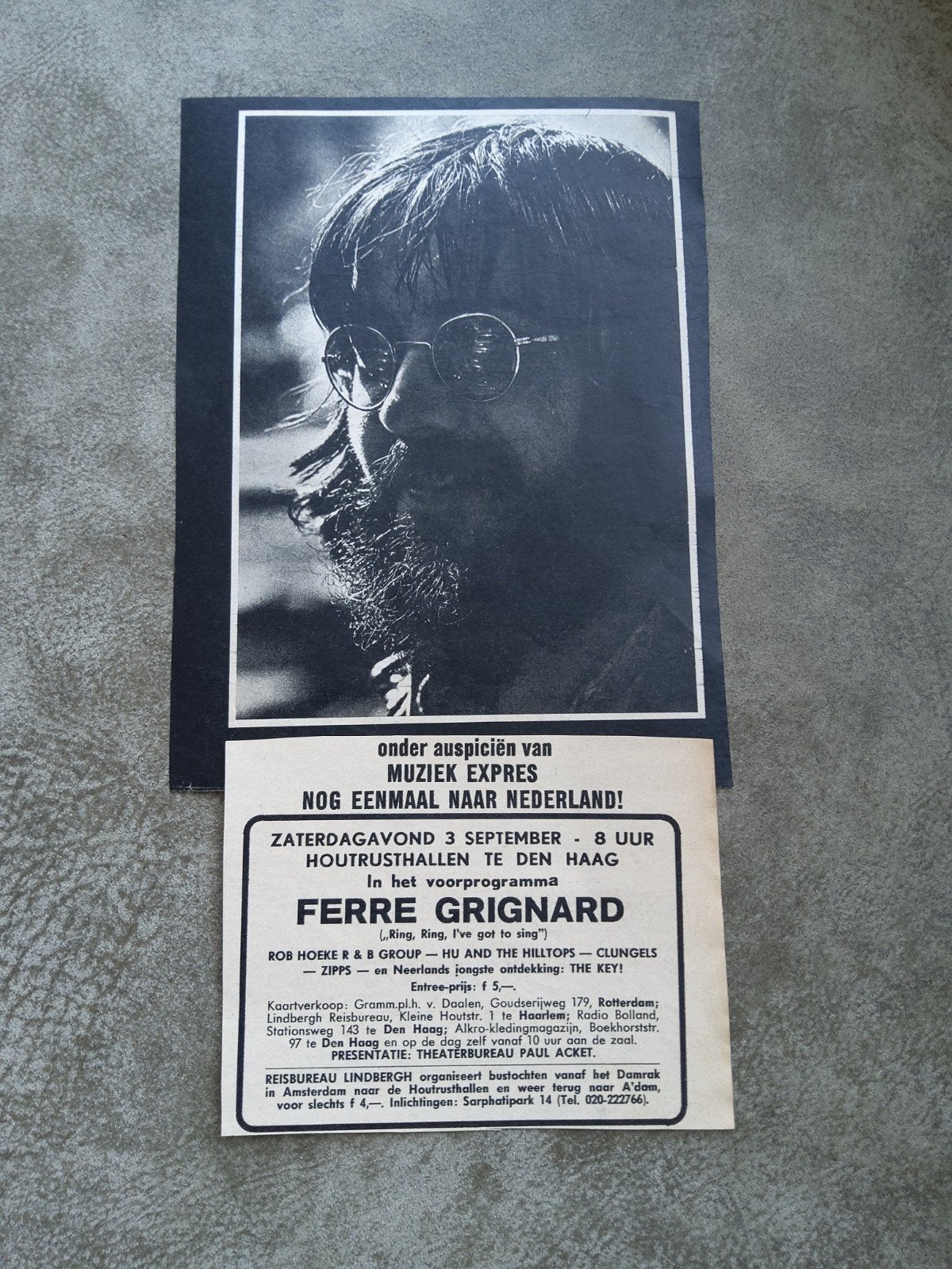 Ferre Grignard: konsert Den Haag Houtrusthal, Ophalen of Verzenden, Boek, Tijdschrift of Artikel