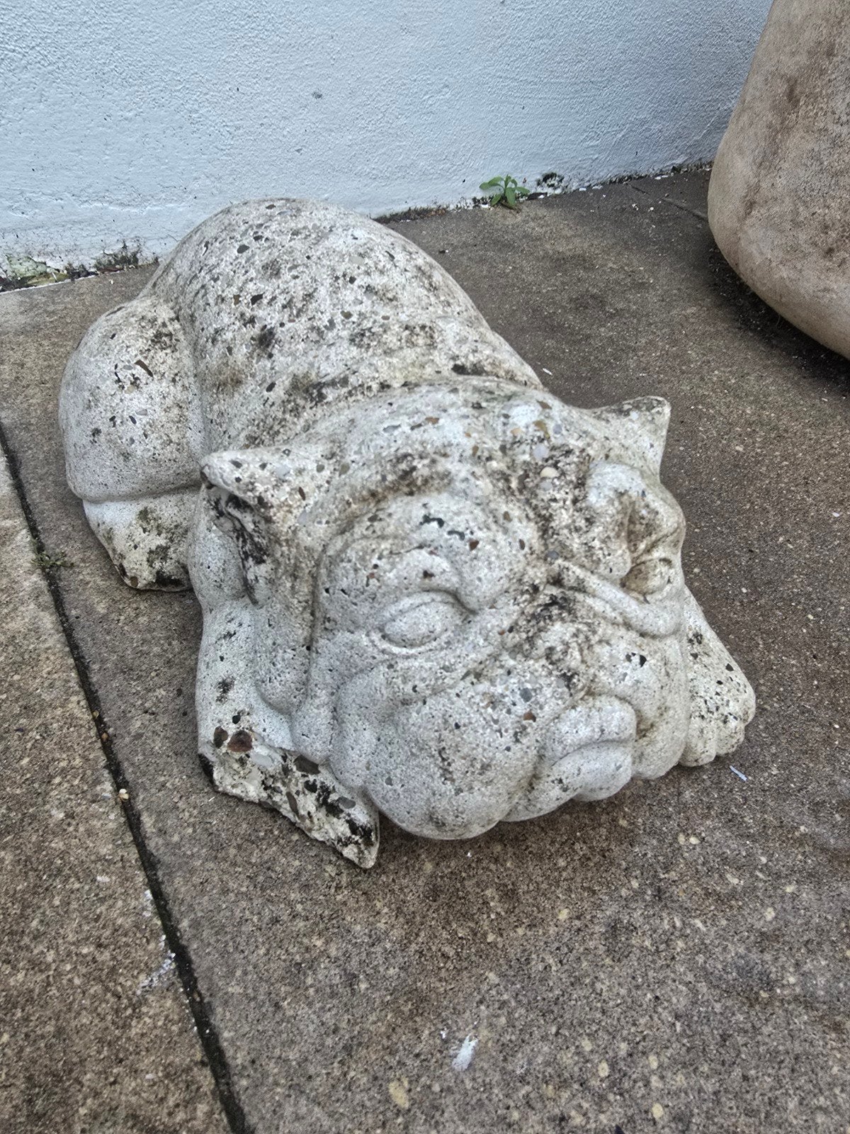 Betonnen bulldogje, Ophalen, Gebruikt, Beton, Dierenbeeld