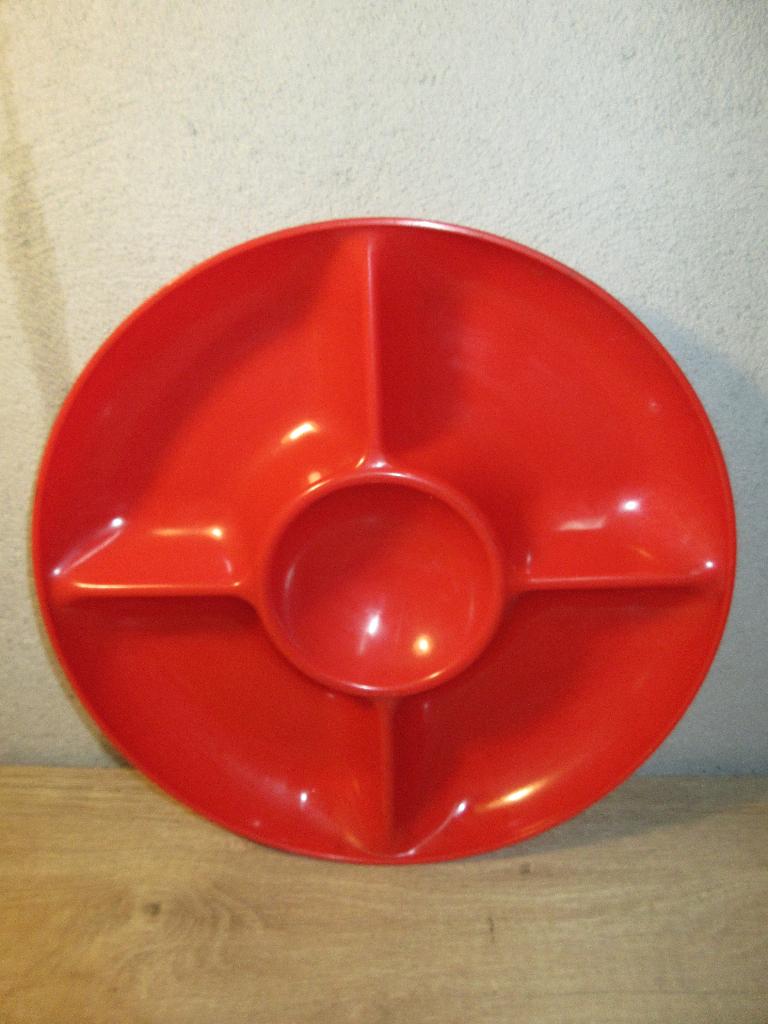 Vintage rode snackschaal, Ophalen of Verzenden, Overige typen