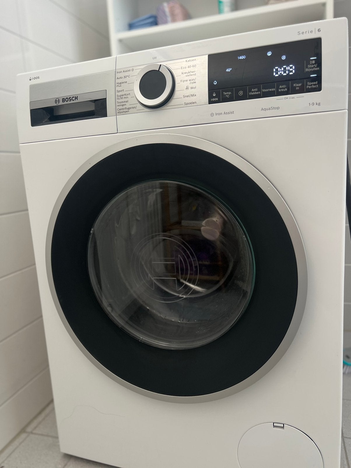 Bosch I-DOS wasmachine 9 KG., Witgoed en Apparatuur, Ophalen, 1200 tot 1600 toeren, Handwasprogramma, 8 tot 10 kg