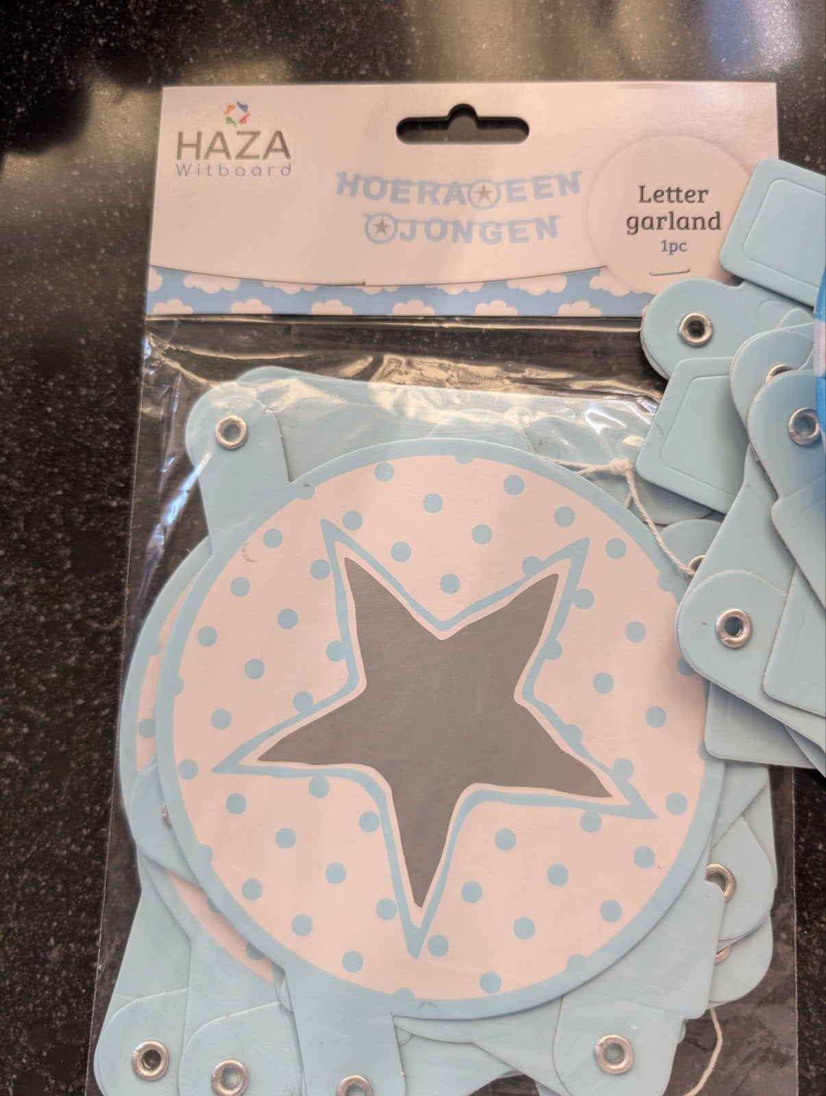 Hoera een Jongen! Letter slinger en 'It's a Boy' speld, Ophalen of Verzenden, Nieuw, Versiering, Geboorte of Huwelijk