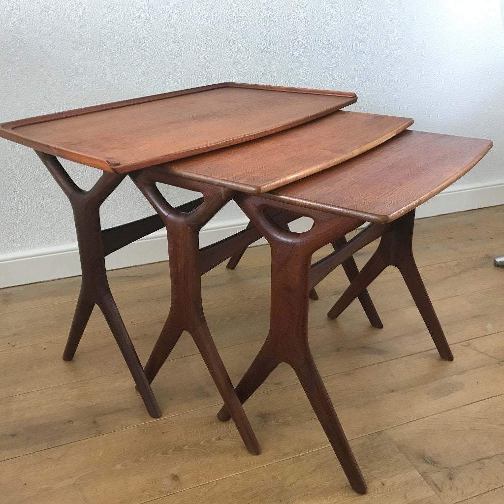 Johannes Andersen CFC teak nesting tables mimeset tafel, Ophalen of Verzenden