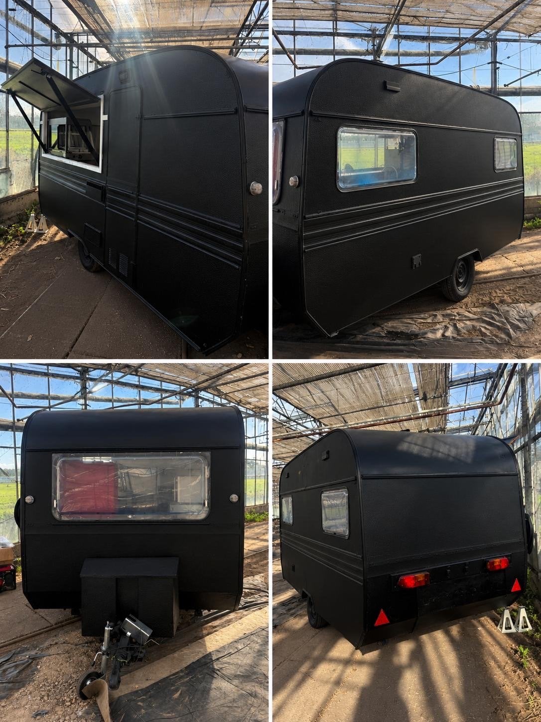 Unieke zwarte caravan, omgebouwd tot verkoopwagen, Ophalen