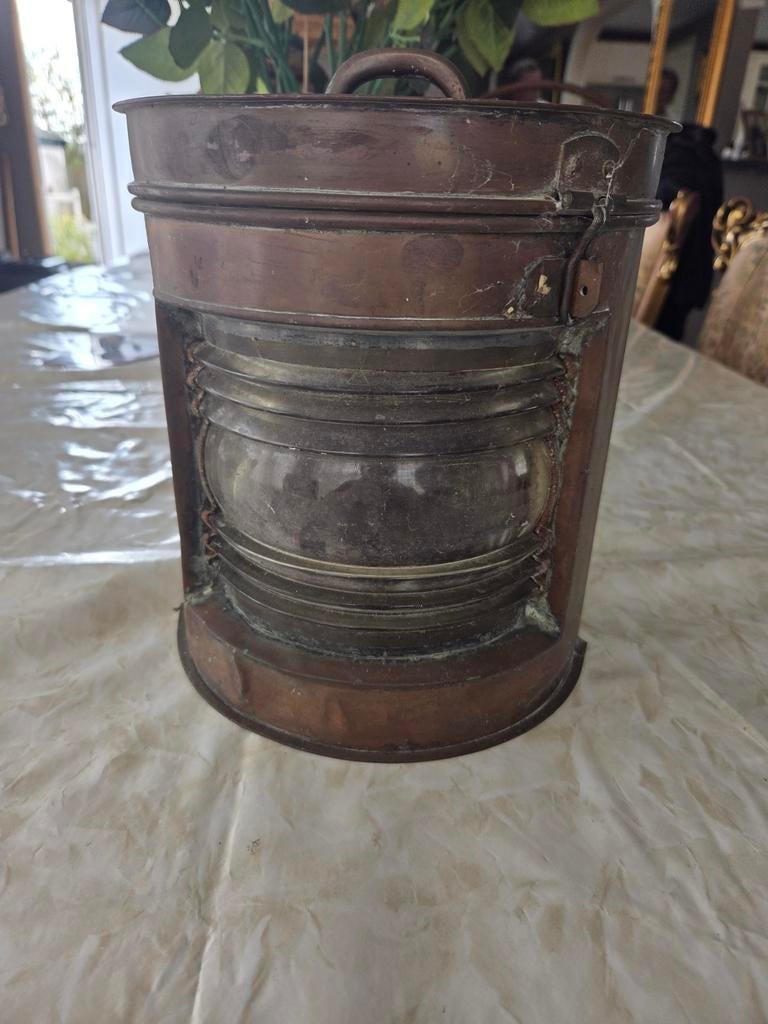 Antieke Koperen Bakboord Scheepslamp, Ophalen of Verzenden