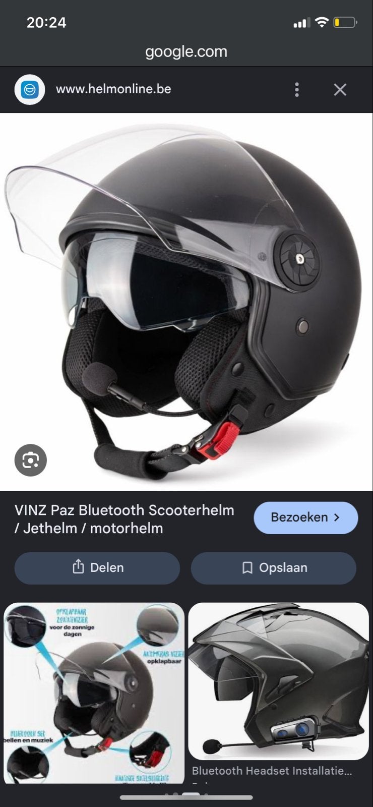 VINZ Paz Bluetooth Scooterhelm - Ophalen in Turnhout, Fietsen en Brommers, Ophalen of Verzenden, Gebruikt