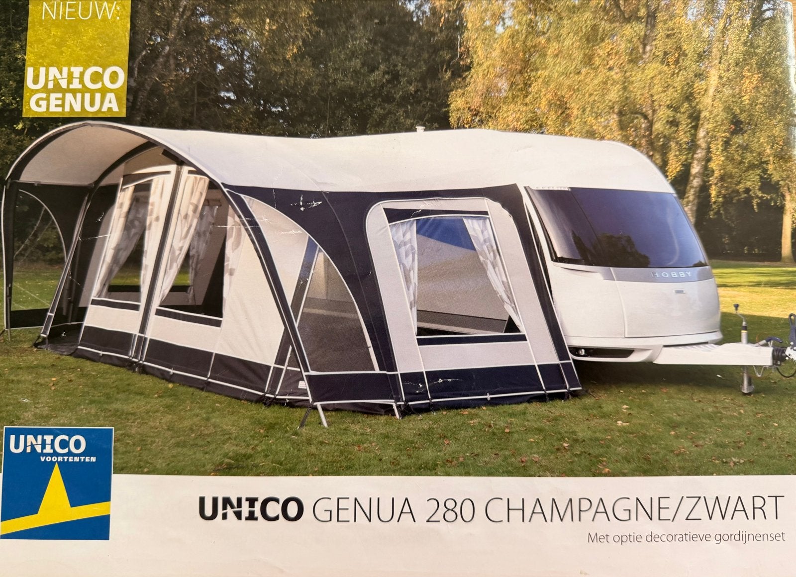 Unico Genua 280 Voortent Champagne/Zwart 975 cm, Ophalen, Gebruikt, Unico Ventura