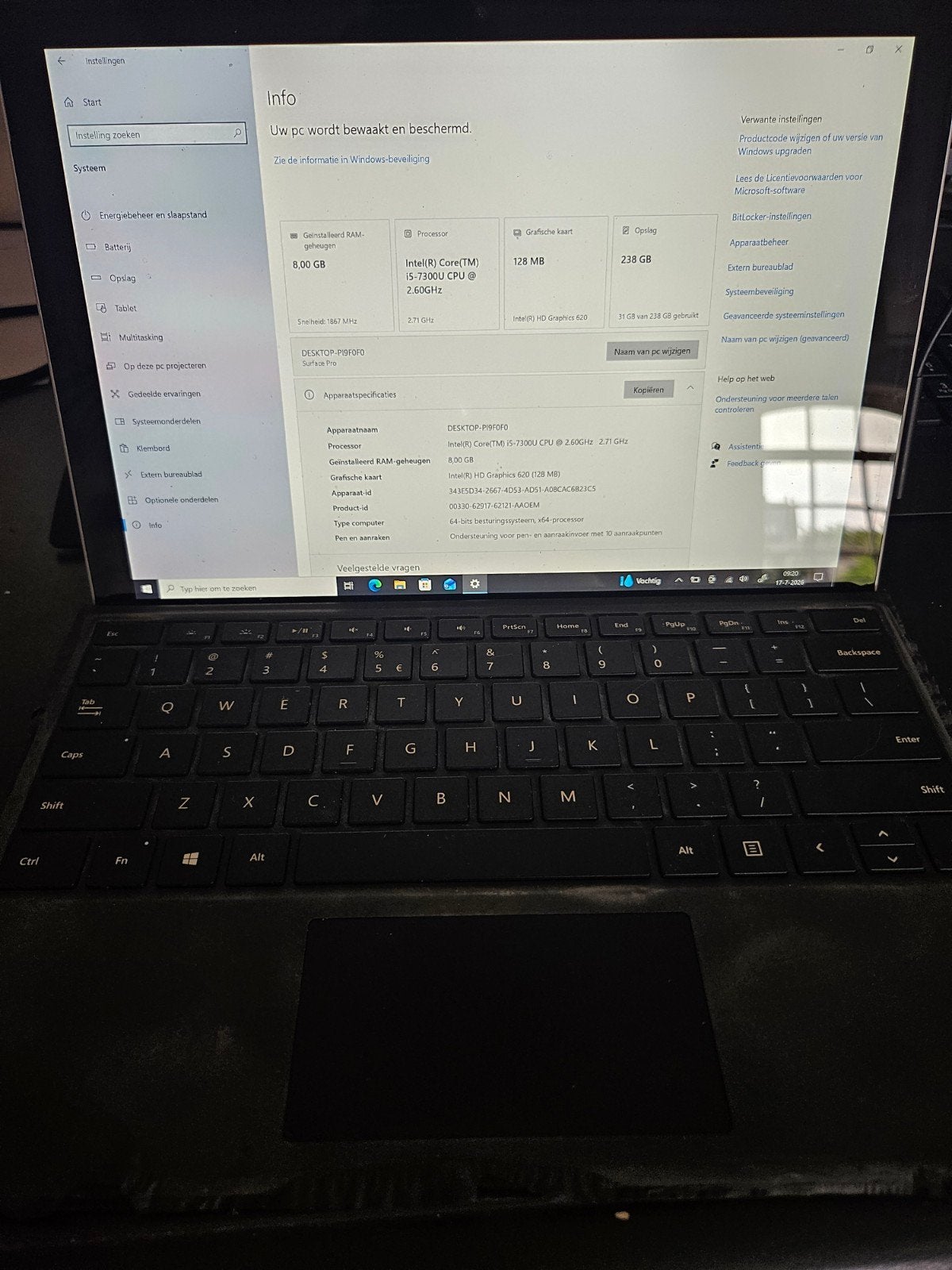 Microsoft Surface Pro 5 (i5-7300U, 8GB RAM, 238GB SSD), Ophalen of Verzenden, Gebruikt, 12 inch, Microsoft