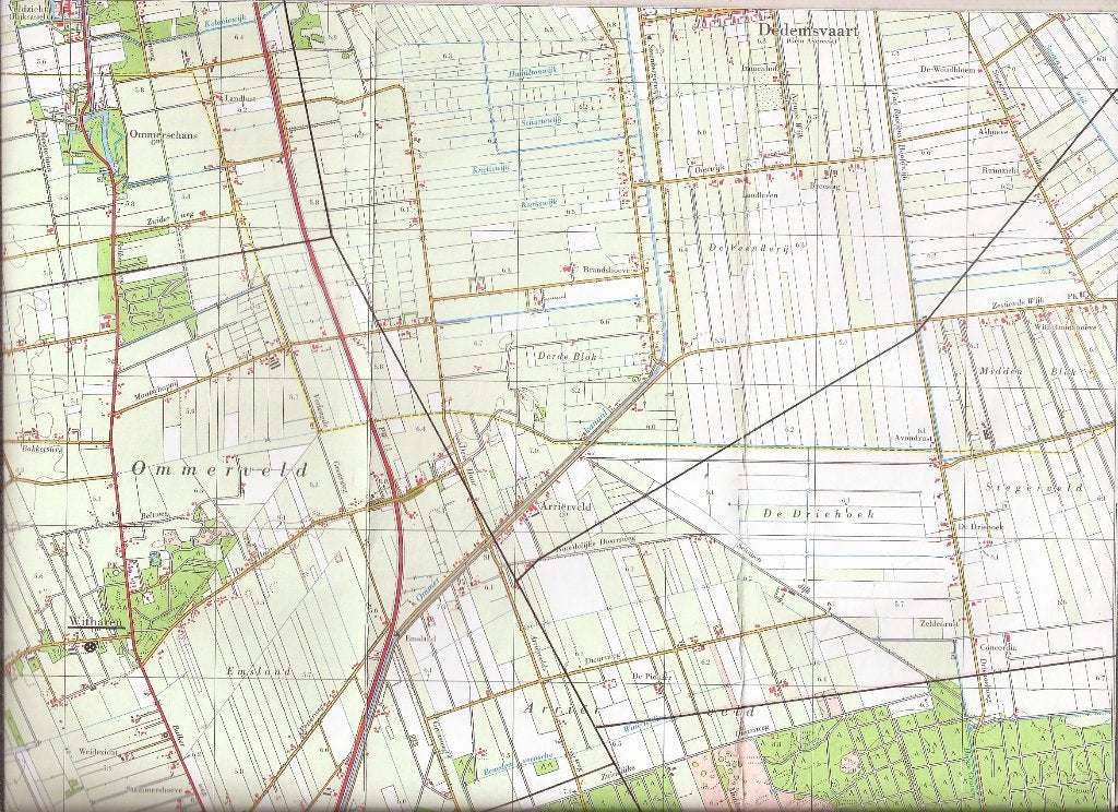 Ommen Blad 22C Topografische Kaart 1972, 40 cm, 1950 - 1999, Cartografie, Ophalen of Verzenden