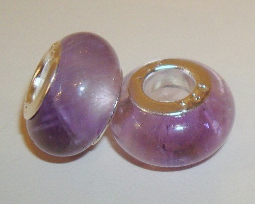 Groot gat bedel met amethist, Want 18 Hoogvliet, Adorabeads, Nieuw, 4 bedels of meer