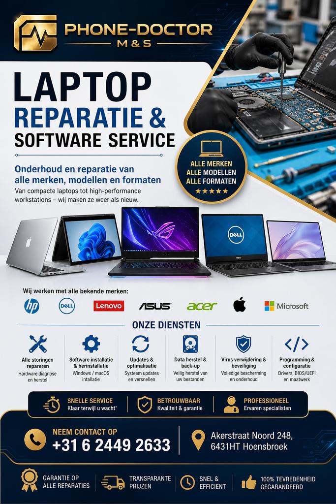 Laptop Reparatie, Ophalen of Verzenden, Zo goed als nieuw
