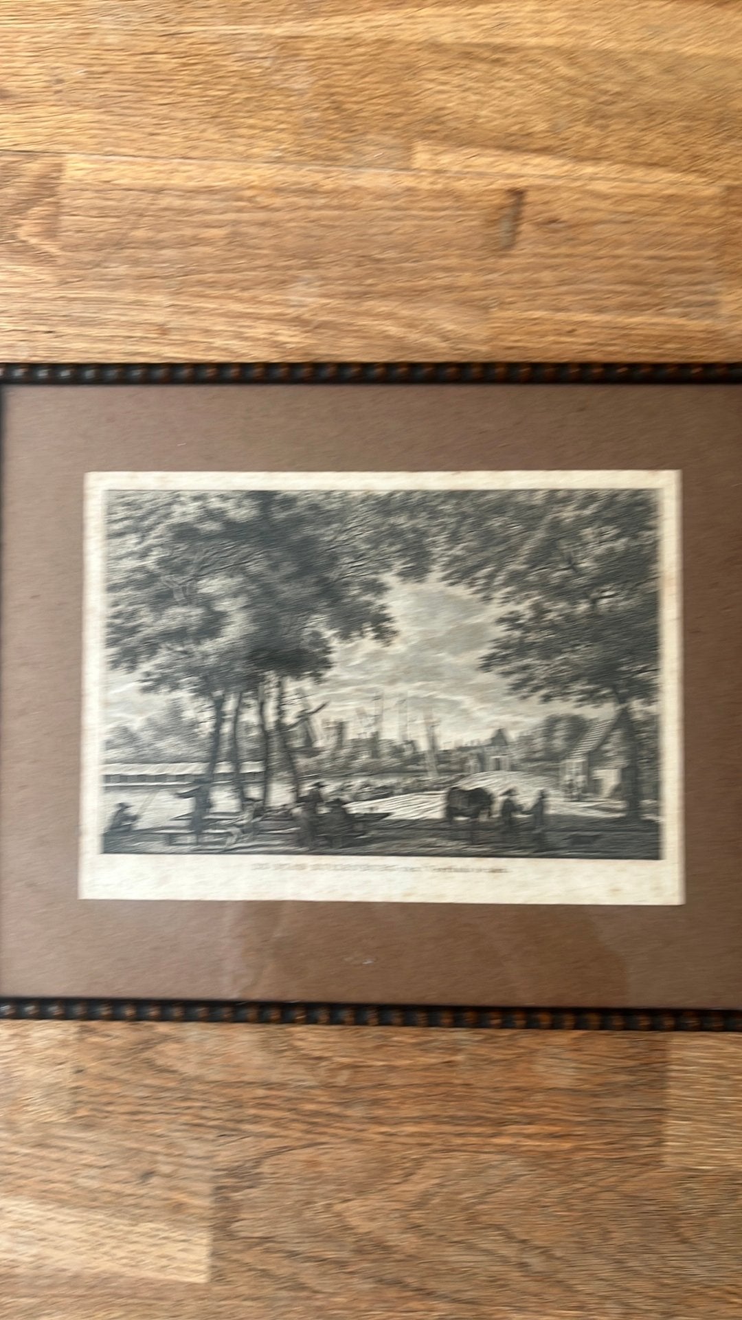 Antieke Ets 'De Stad Kuilenburg Landschap met molens, Antiek en Kunst, Ingelijst, 1800 - 1899, Ets, Ophalen of Verzenden