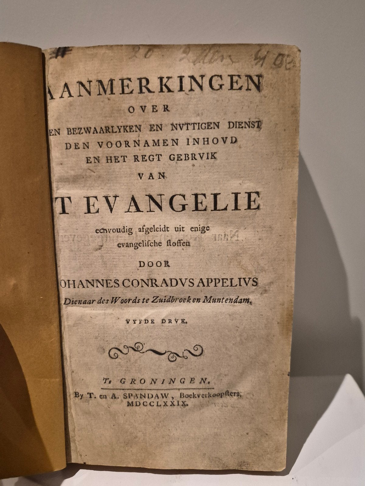 AANMERKINGEN OVER HET EVANGELIE  Johannes Conradus Appelius, Ophalen of Verzenden, Johannes Conradus Appelius