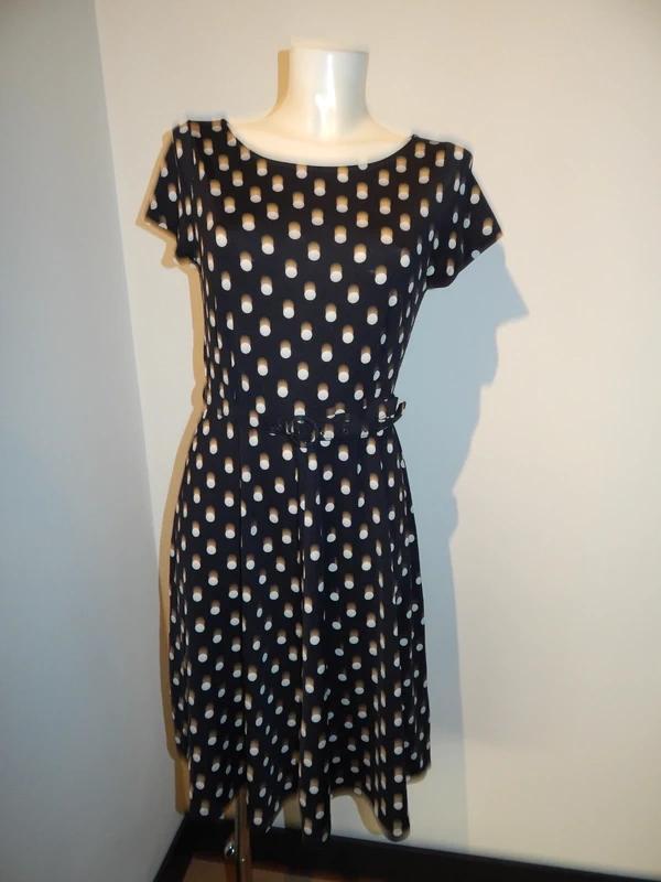 King Louie stretch jurk polkadot fijne stof met riempje M, Maat 38/40 (M), Verzenden, Zwart, Zo goed als nieuw