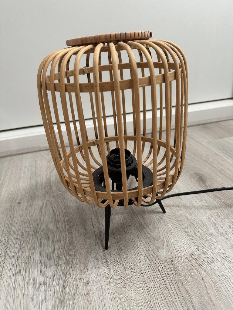 Rotan tafellamp, Ophalen of Verzenden, Zo goed als nieuw, Minder dan 50 cm