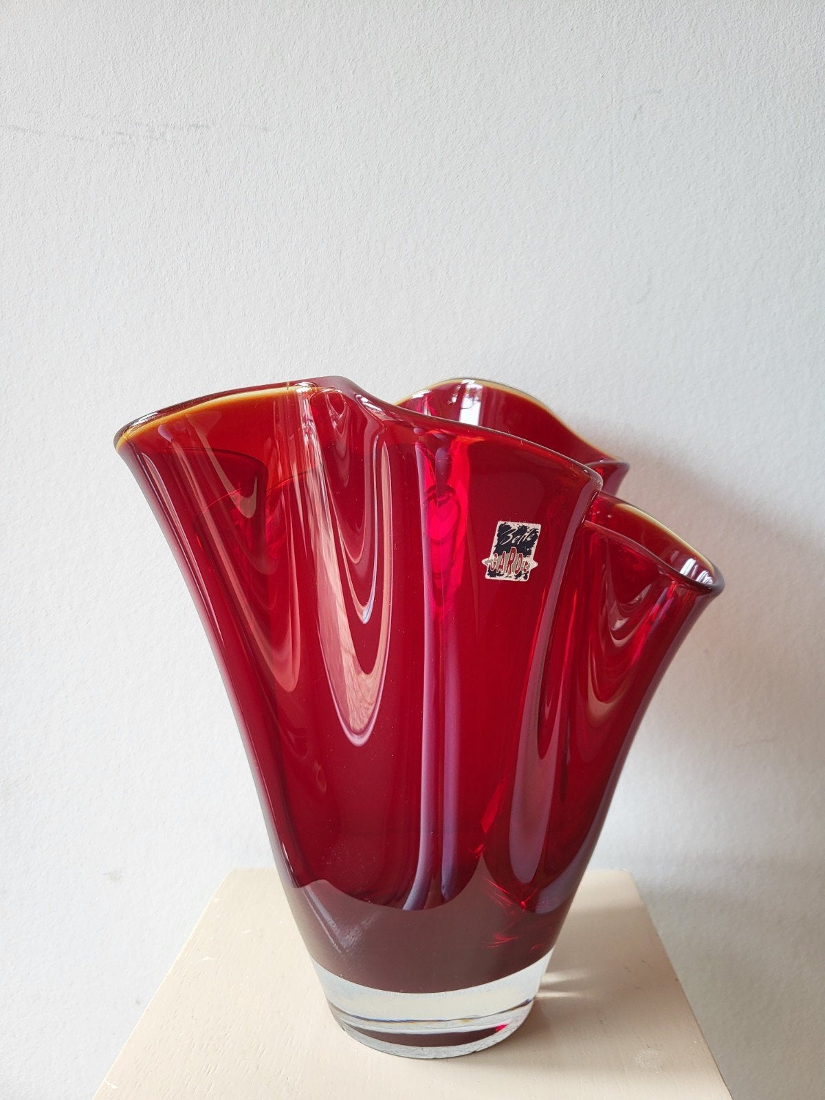 zakdoekvaas vaas tulpvaas rood, Ophalen of Verzenden, Handgemaakt, Rood, Glas