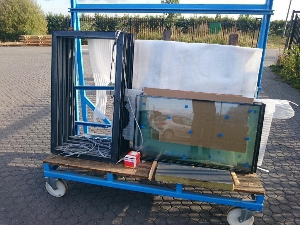 2 inbouwpanelen ramen met dubbelglas voor INDUSTRIEDEUR, Ophalen of Verzenden, Nieuw, Buitendeur, 200 tot 215 cm