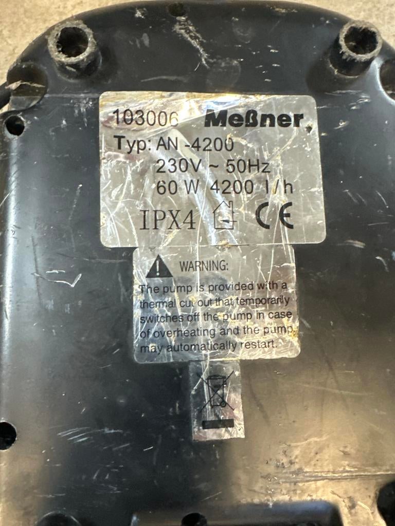 Meßner AN-4200 luchtpomp - 60W, 4200 l/h, Ophalen of Verzenden, Gebruikt, Vijverpomp
